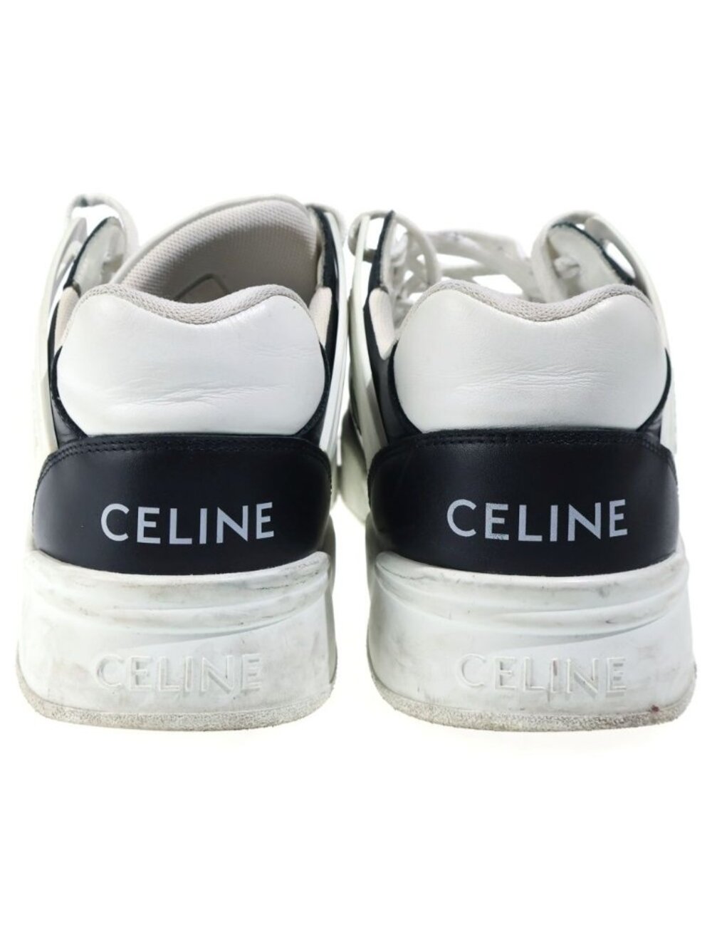 Celine Leather Lace Up Sneakers White Black - Picture 3 of 6